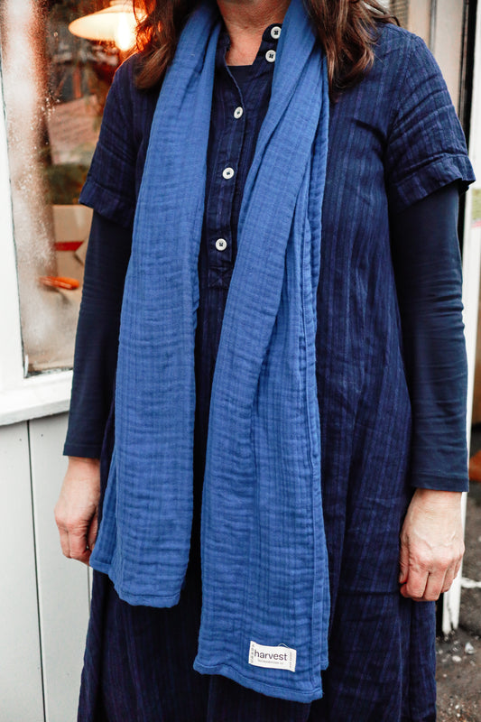 Harvest Muslin Scarf - Blue