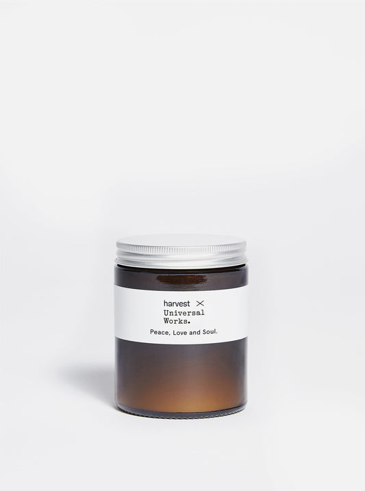 Universal Works x harvest 
Peace, Love & Soul Candle